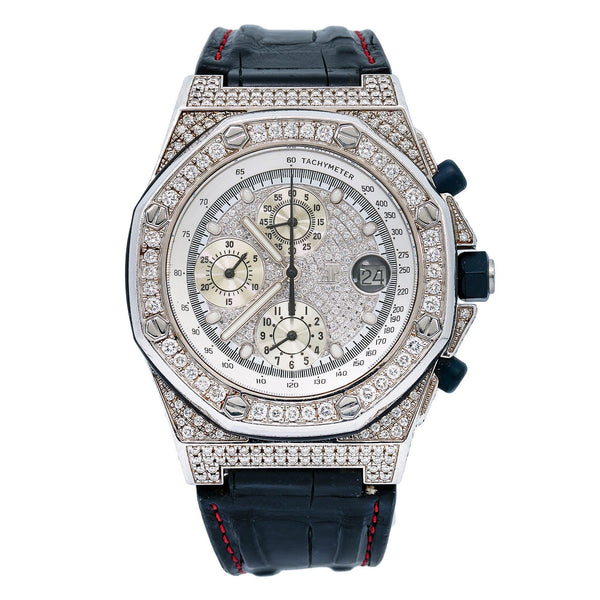 Audemars Piguet Royal Oak Offshore Silver Diamond Dial With Leather Bracelet