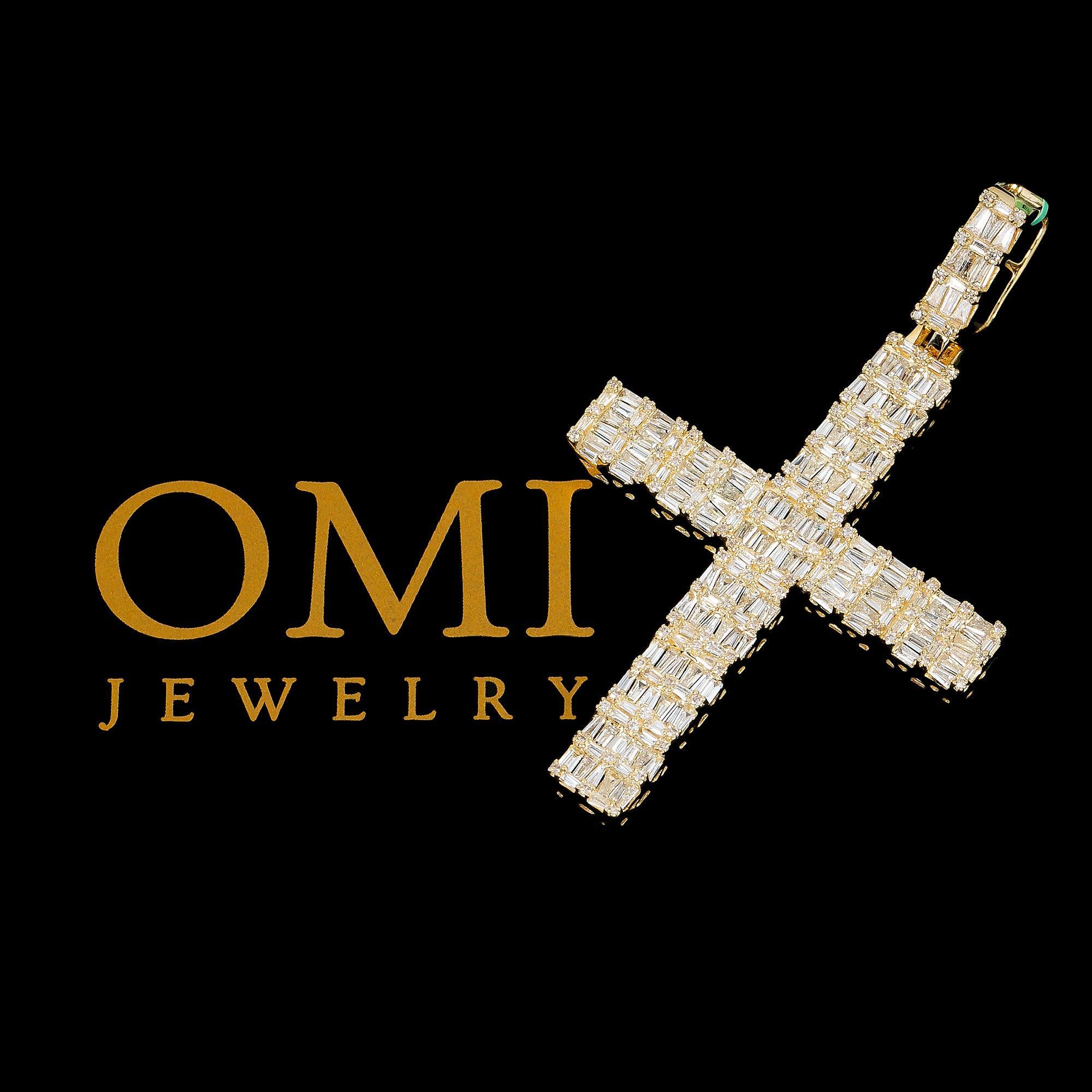14K YELLOW GOLD CROSS WITH 3.25 CT DIAMONDS