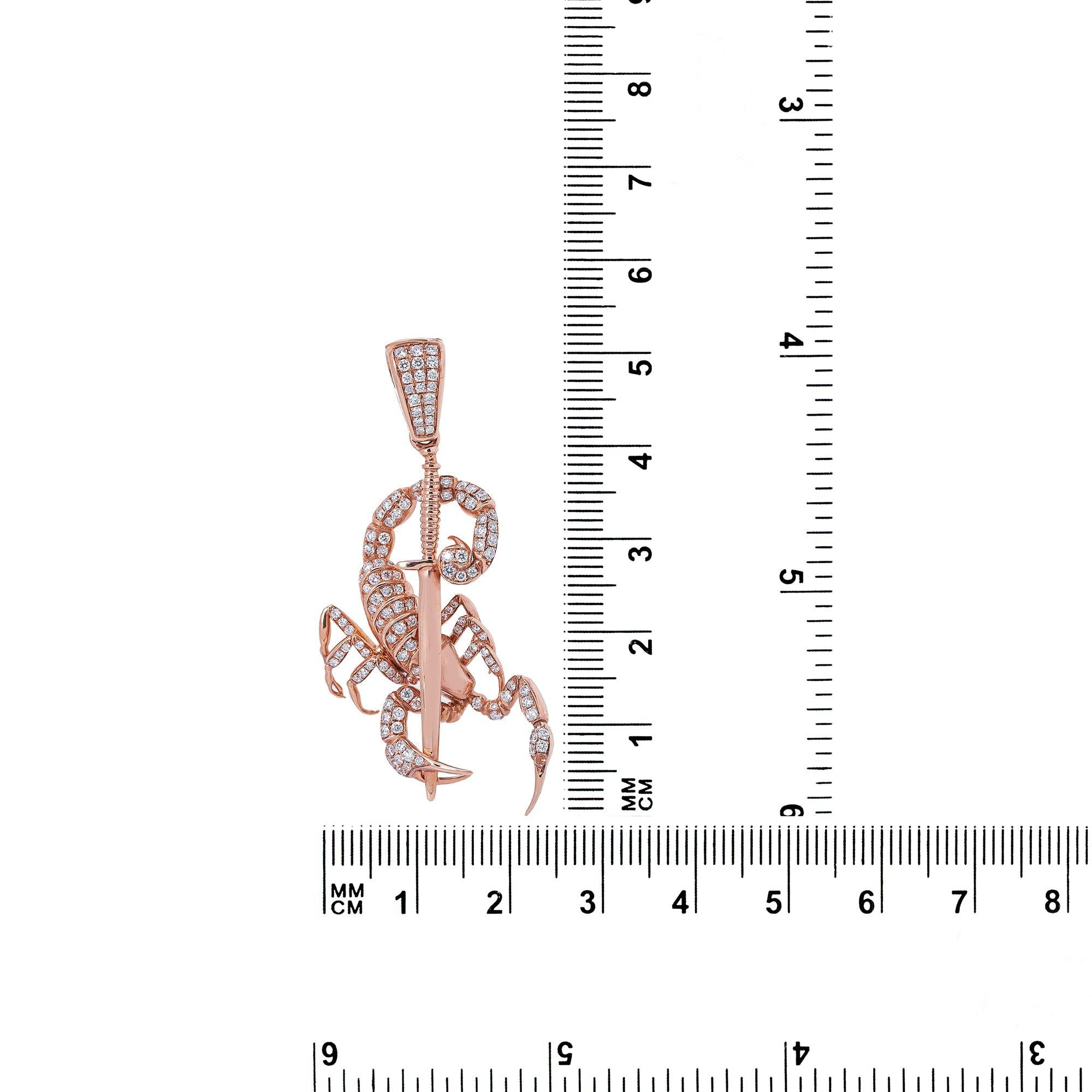 Unisex 14K Rose Gold Scorpio Pendant with 1.00 CT Diamonds