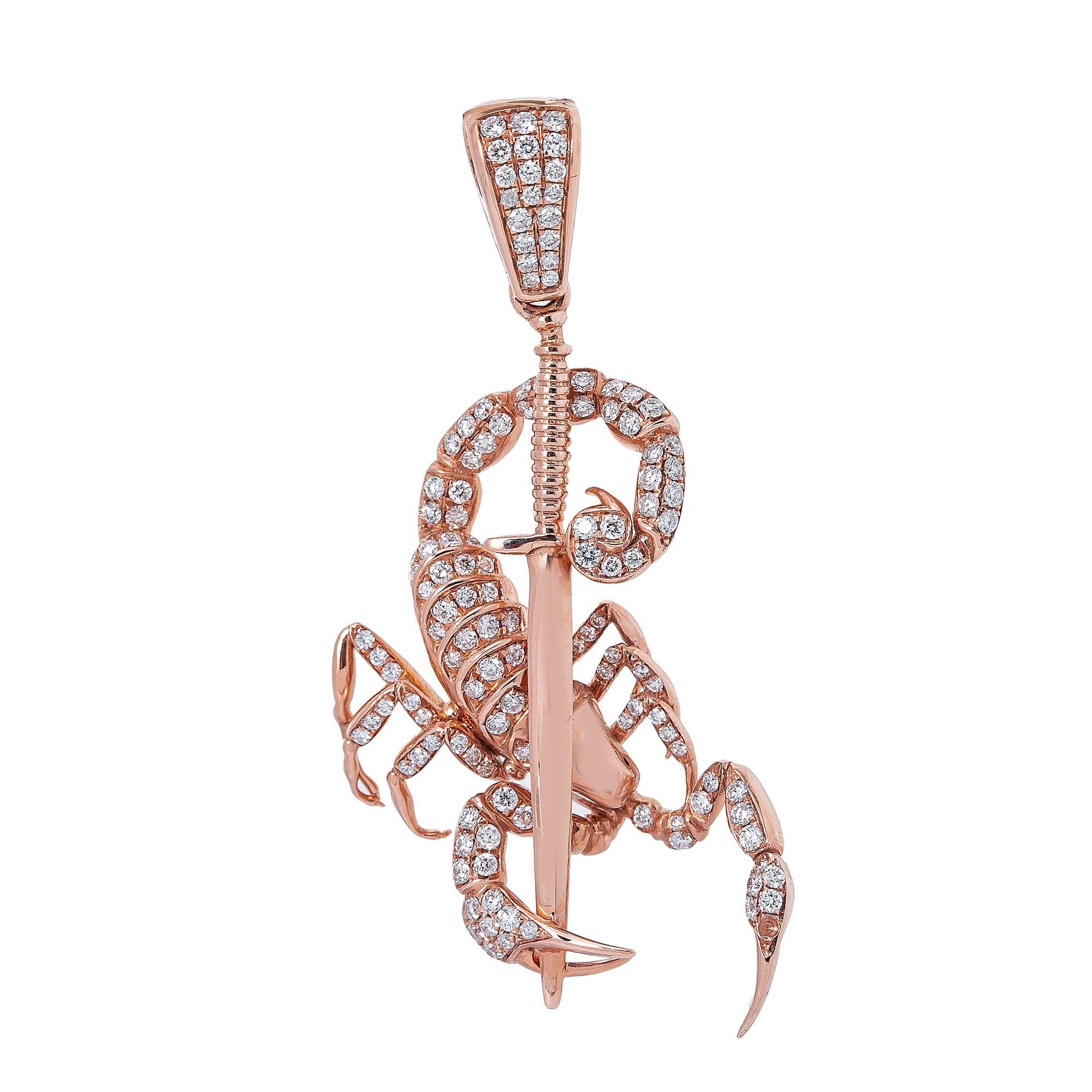 Unisex 14K Rose Gold Scorpio Pendant with 1.00 CT Diamonds