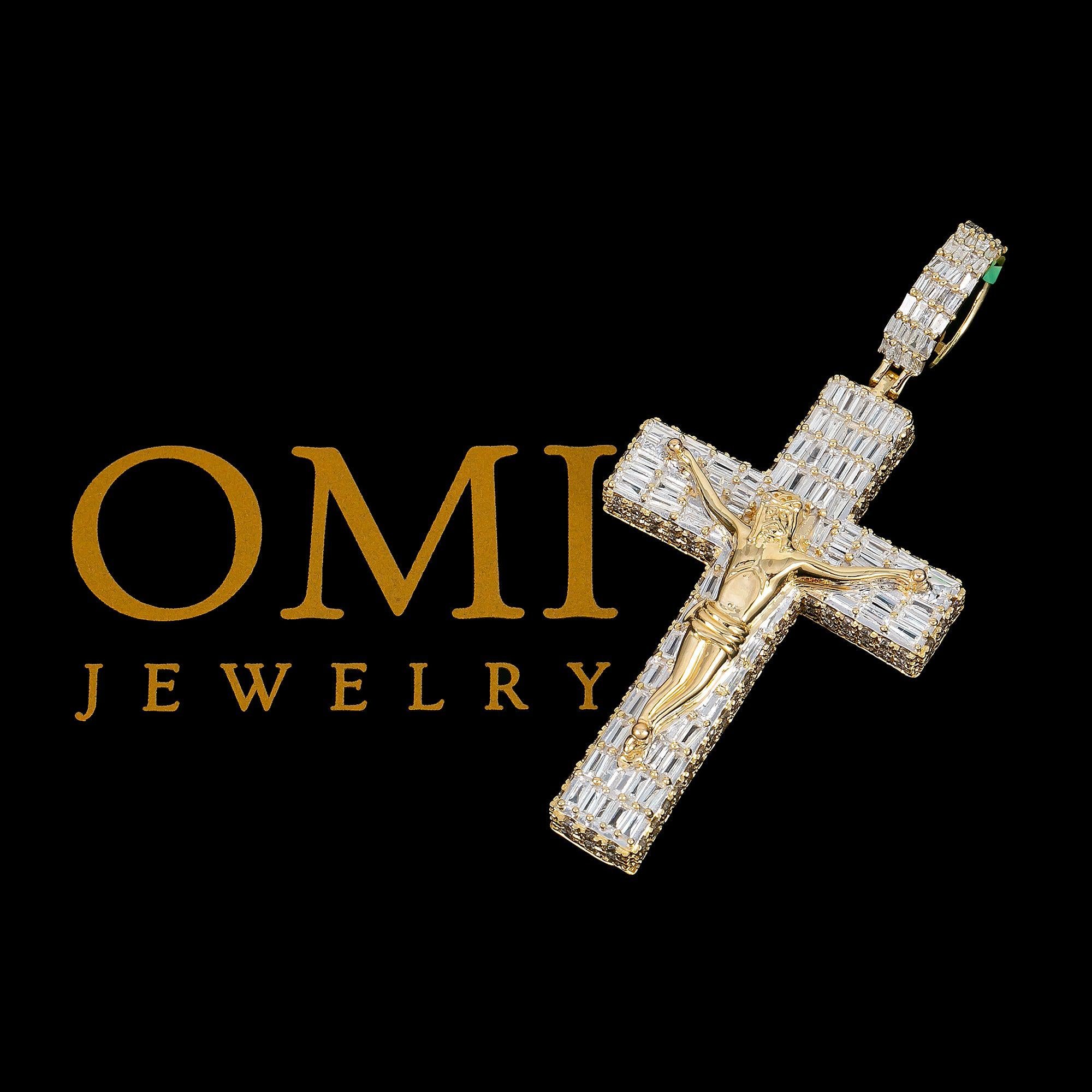 14K YELLOW GOLD DIAMOND CROSS PENDANT 2.50 CT