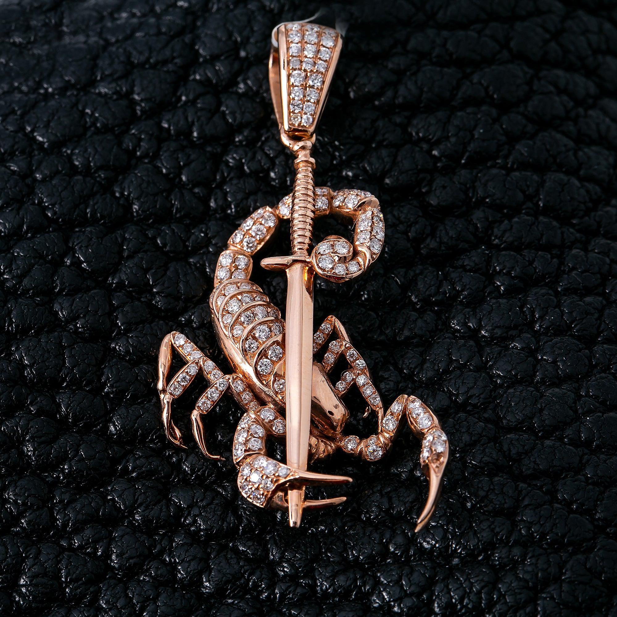 Unisex 14K Rose Gold Scorpio Pendant with 1.00 CT Diamonds