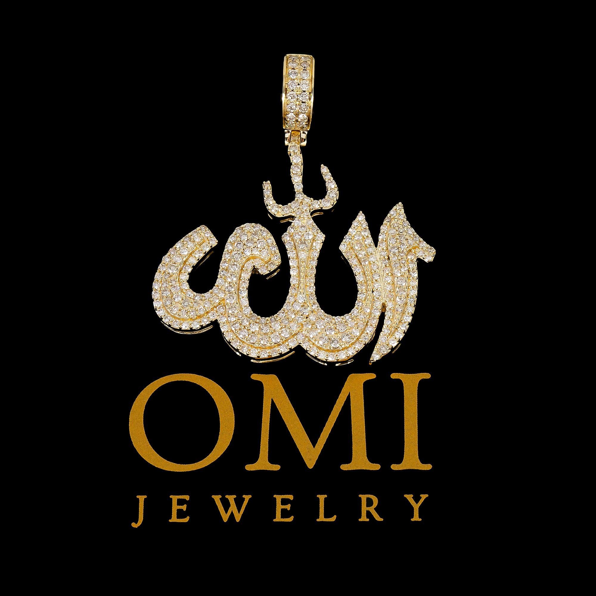 14K YELLOW GOLD ALLAH PENDNANT WITH 2.08 CT DIAMONDS