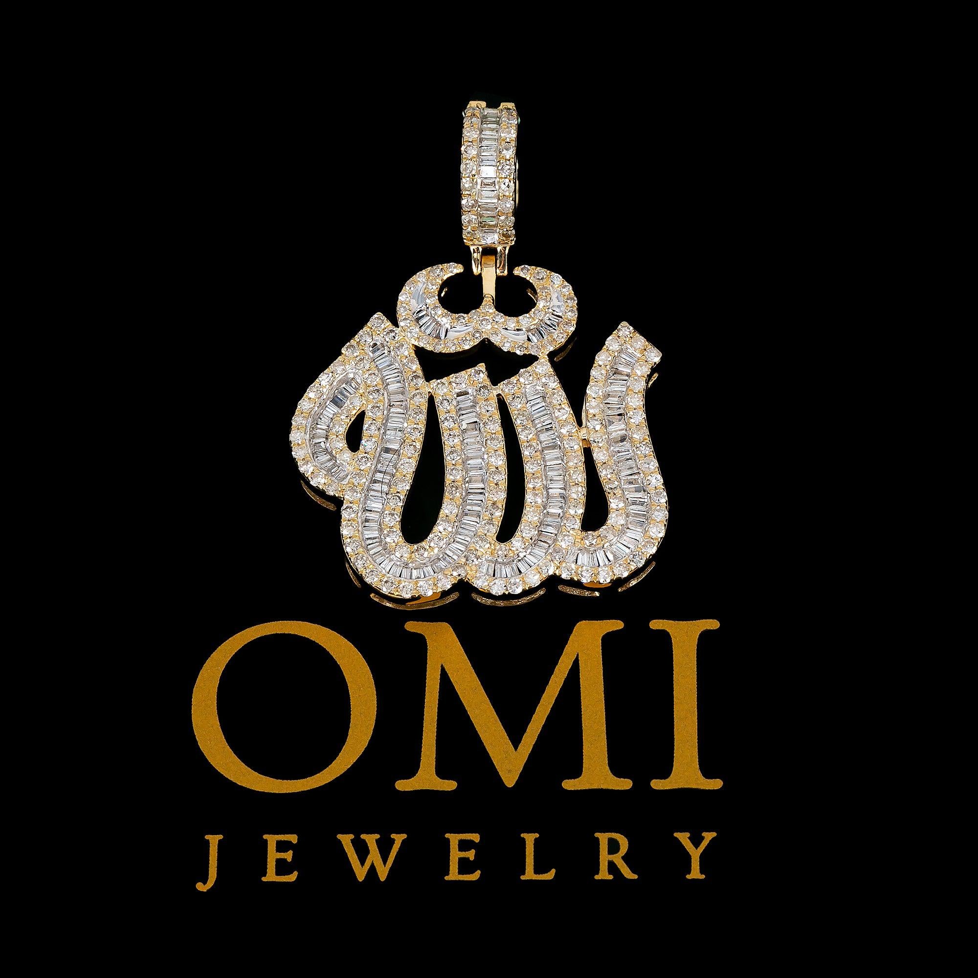 14K YELLOW GOLD DIAMOND ALLAH PENDANT 2.50 CT