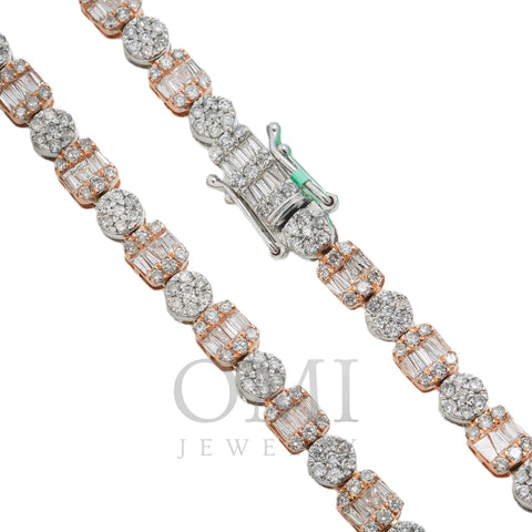 10K GOLD BAGUETTE AND ROUND DIAMOND TWO TONE CHAIN 11.81 CT