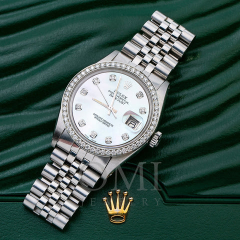 Rolex Datejust 1603 36MM White Mother of Pearl Diamond Dial With 1.10 CT Diamonds