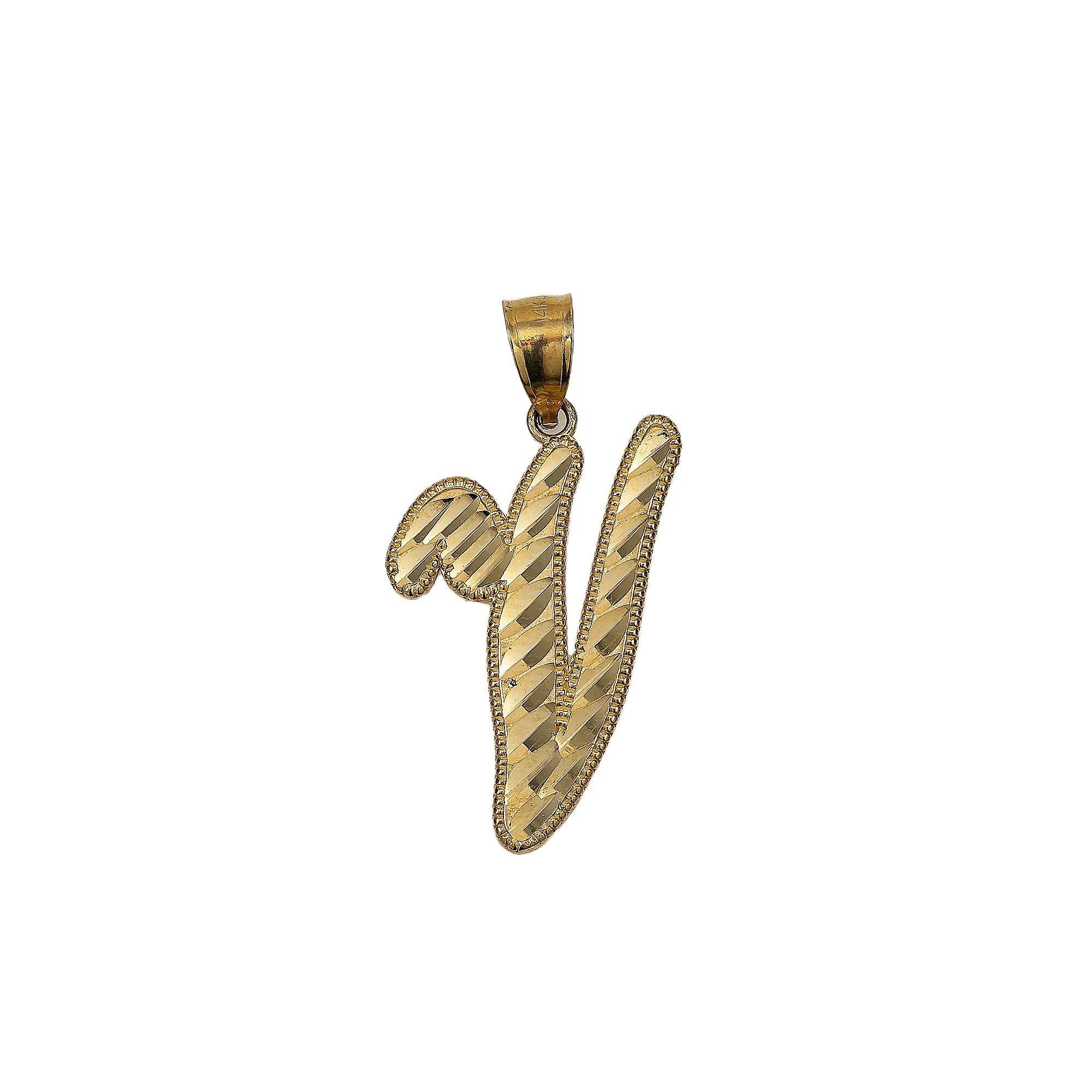 14K YELLOW GOLD V PENDANT