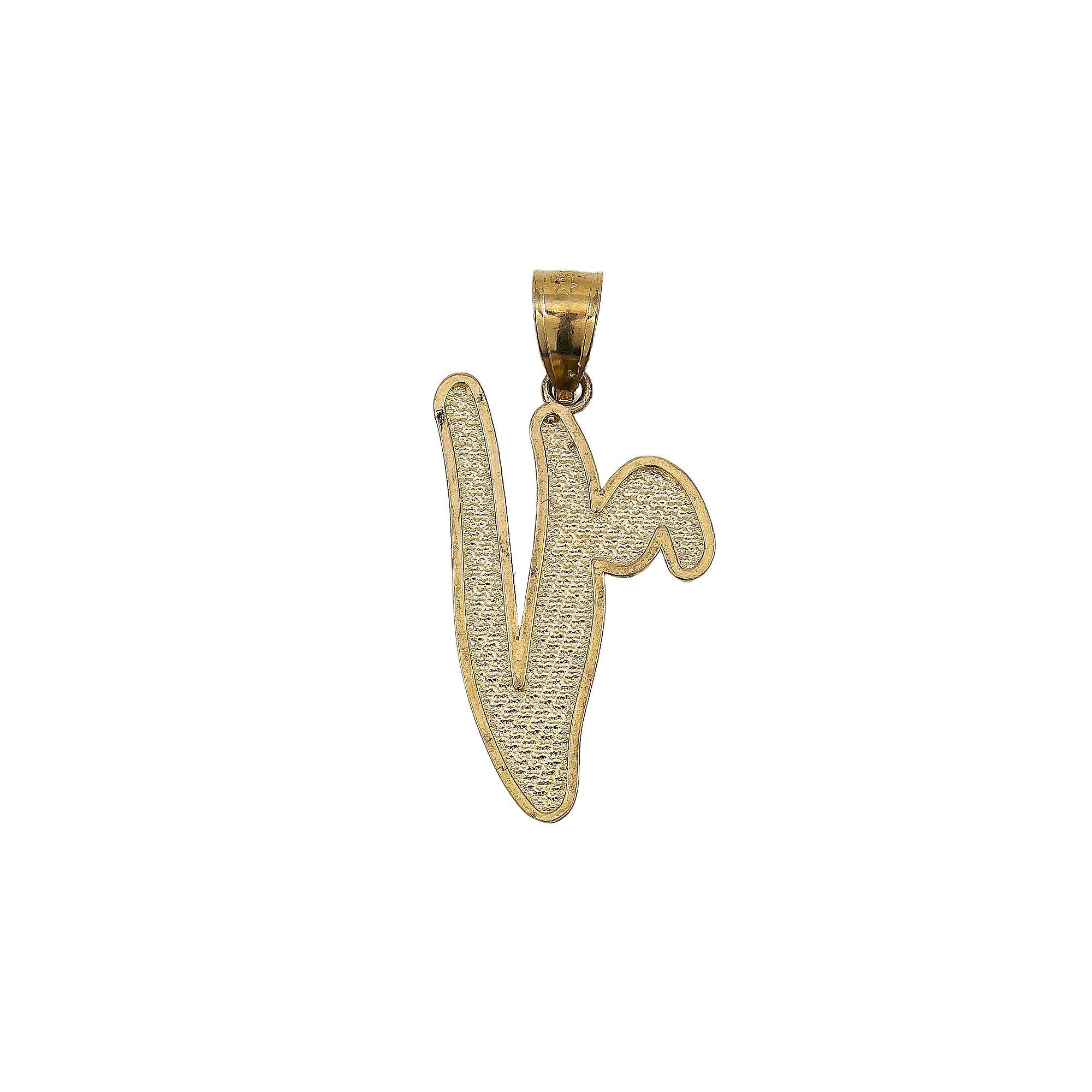 14K YELLOW GOLD V PENDANT
