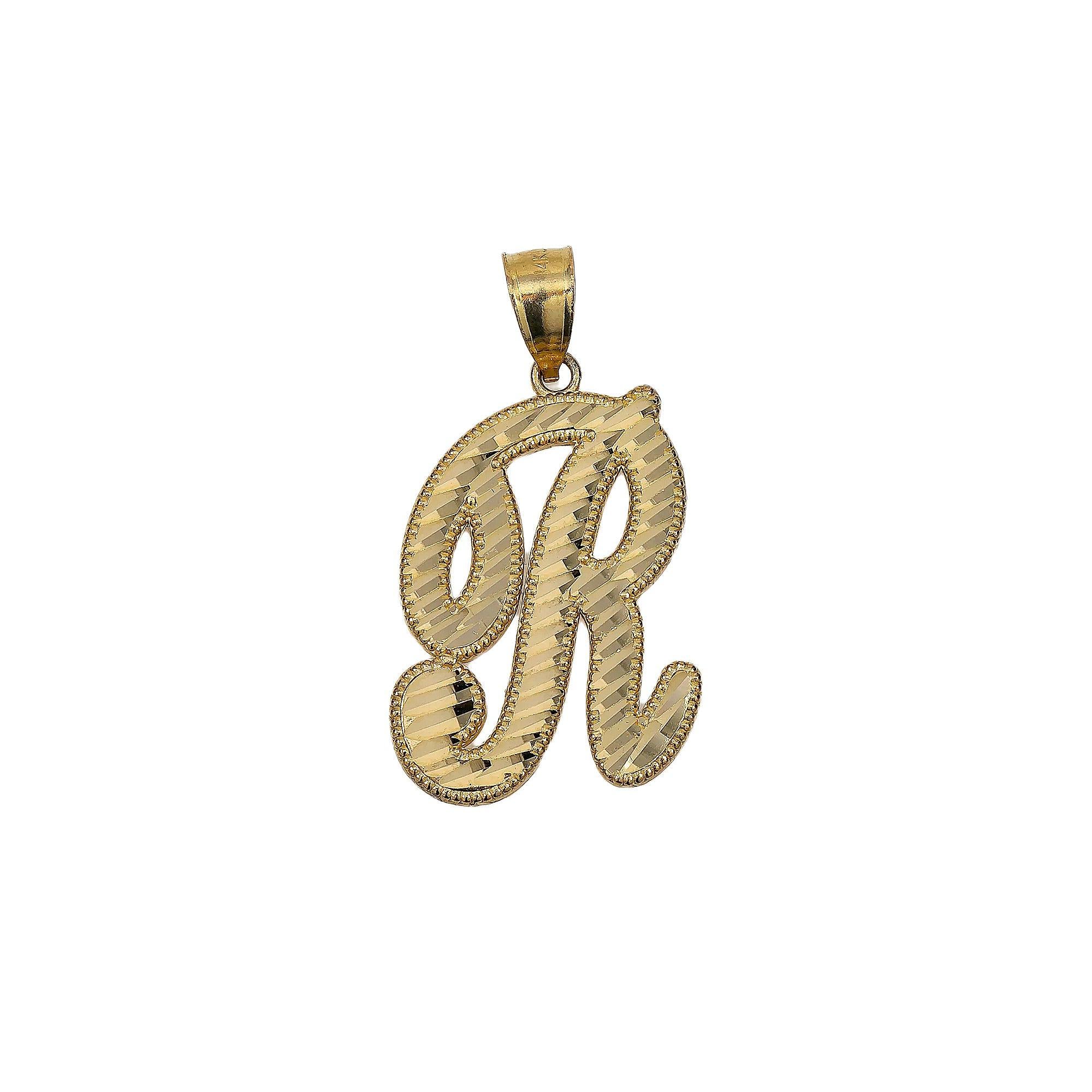 14K YELLOW GOLD LETTER R PENDANT