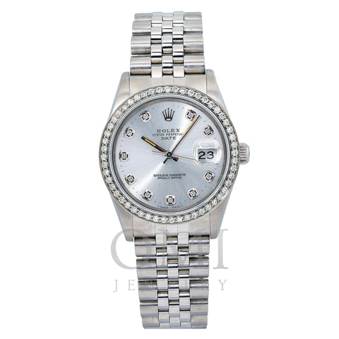 Rolex Oyster Perpetual Date 15000 34MM Silver Dial With Stainless Steel Jubilee Bracelet