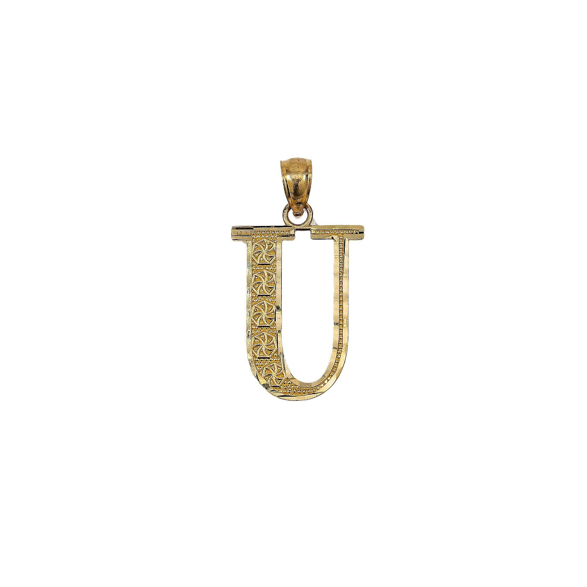 14K YELLOW GOLD LETTER U PENDANT
