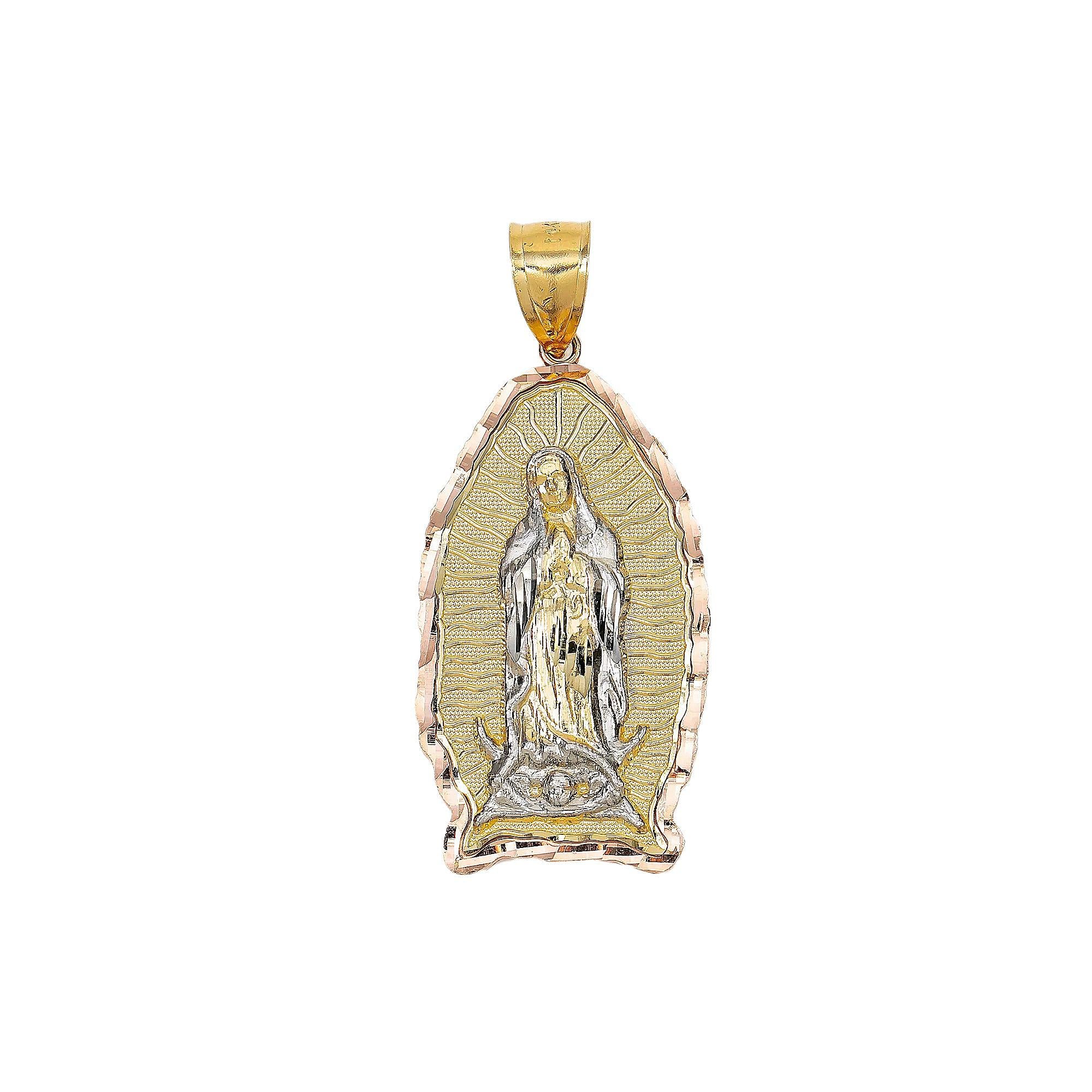 14K GOLD TRICOLOR SAINT MARIA PENDANT