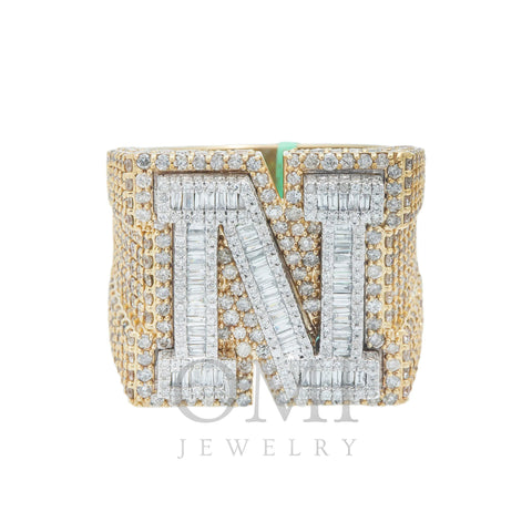 10K GOLD BAGUETTE CLUSTER DIAMOND 3D INITIAL N RING 4.75 CT