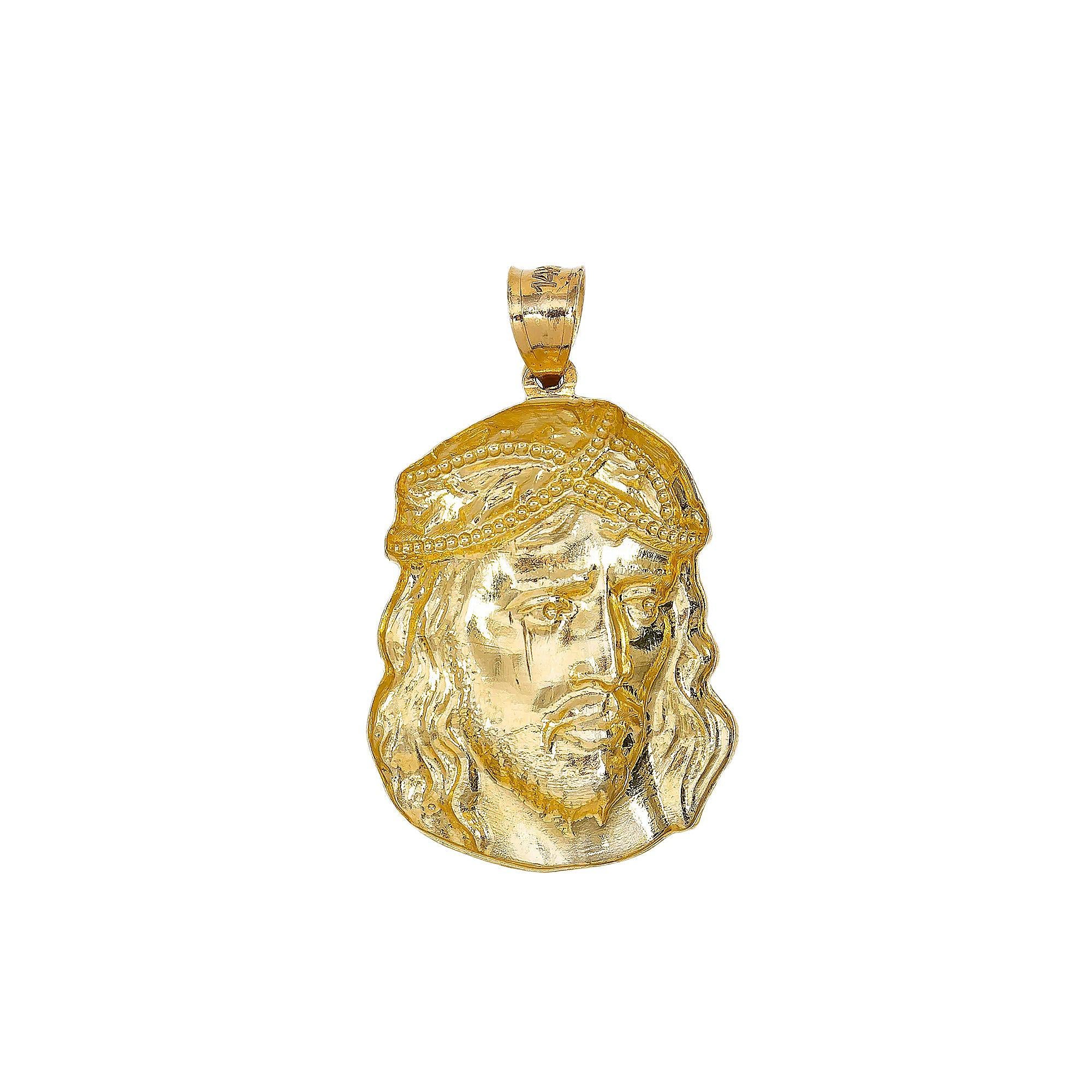14K YELLOW GOLD JESUS HEAD PENDANT