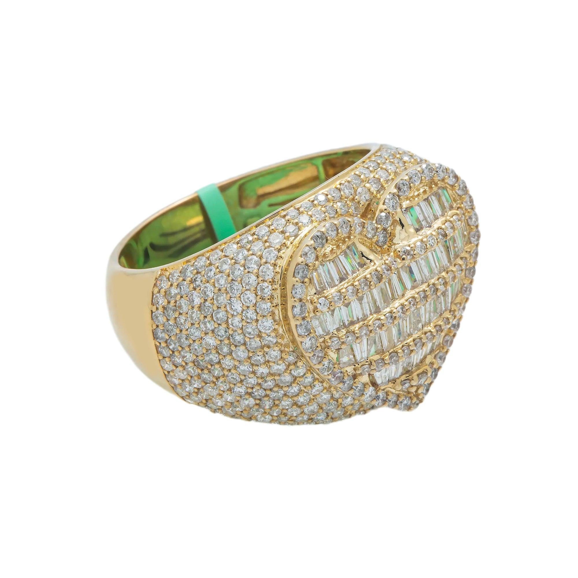 10K GOLD BAGUETTE CLUSTER DIAMOND HEART RING 3.35 CT