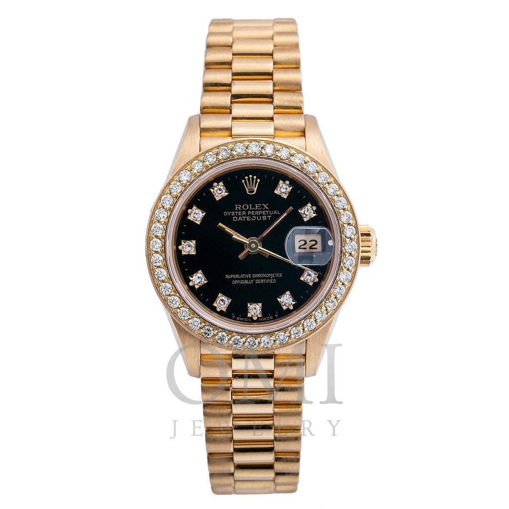 rolex oyster perpetual datejust gold black face