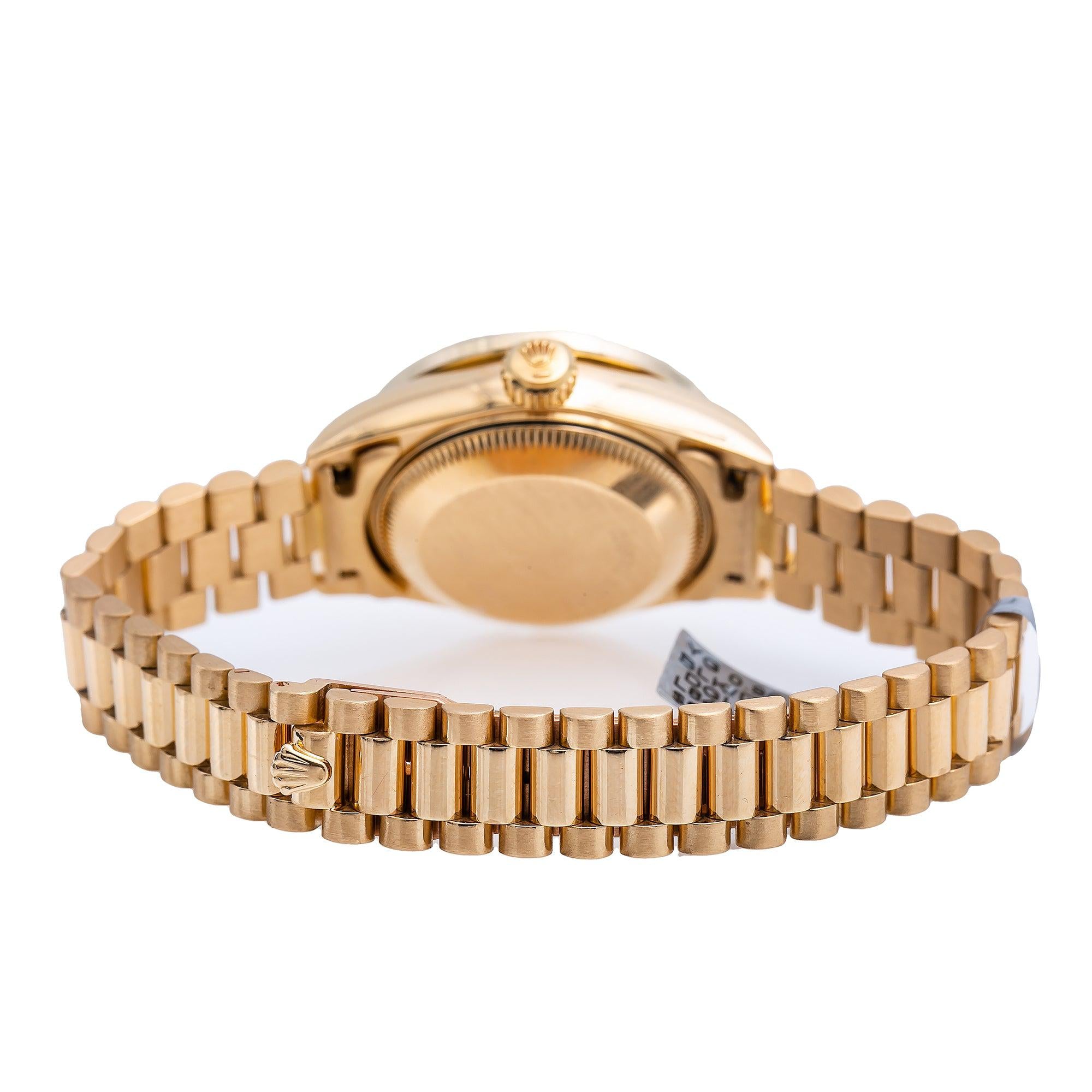 Rolex Datejust 26MM 69178 Black Diamond Dial Diamond Bezel 18K Yellow Gold President Bracelet