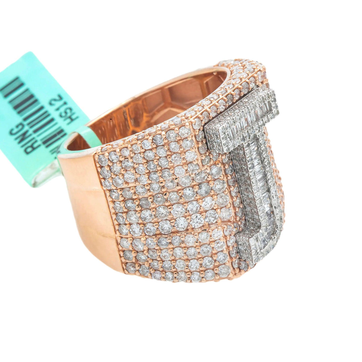 10K GOLD BAGUETTE CLUSTER DIAMOND 3D INITIAL J RING 4.50 CT