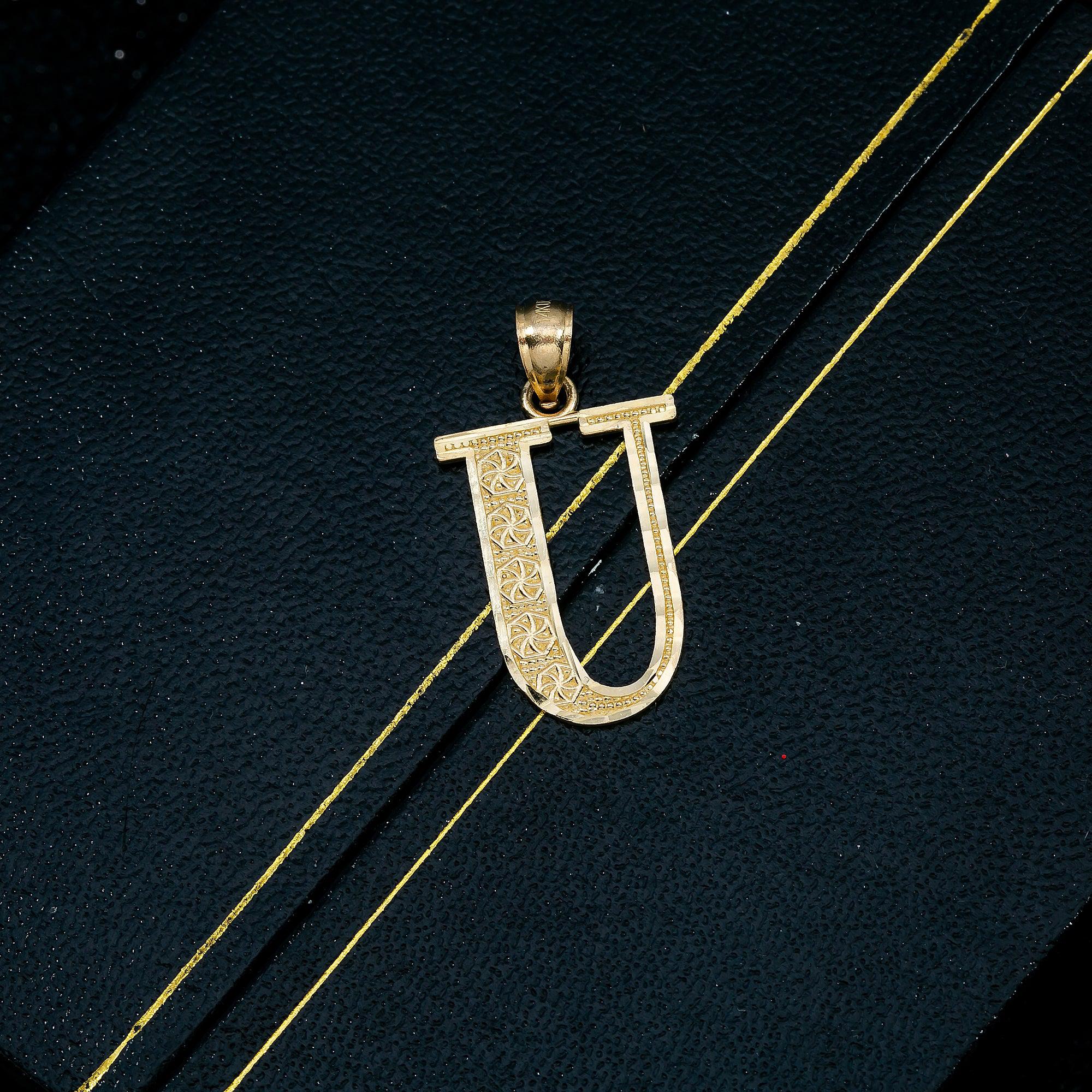 14K YELLOW GOLD LETTER U PENDANT