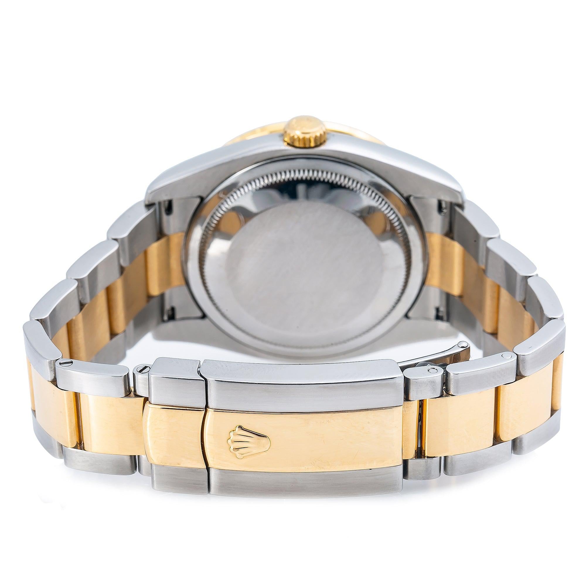 Rolex Datejust 36MM 116203 Diamond Paved Rainbow Eastern Arabic Dial Rainbow Gemstone Bezel Two Tone Yellow Gold Oyster Bracelet