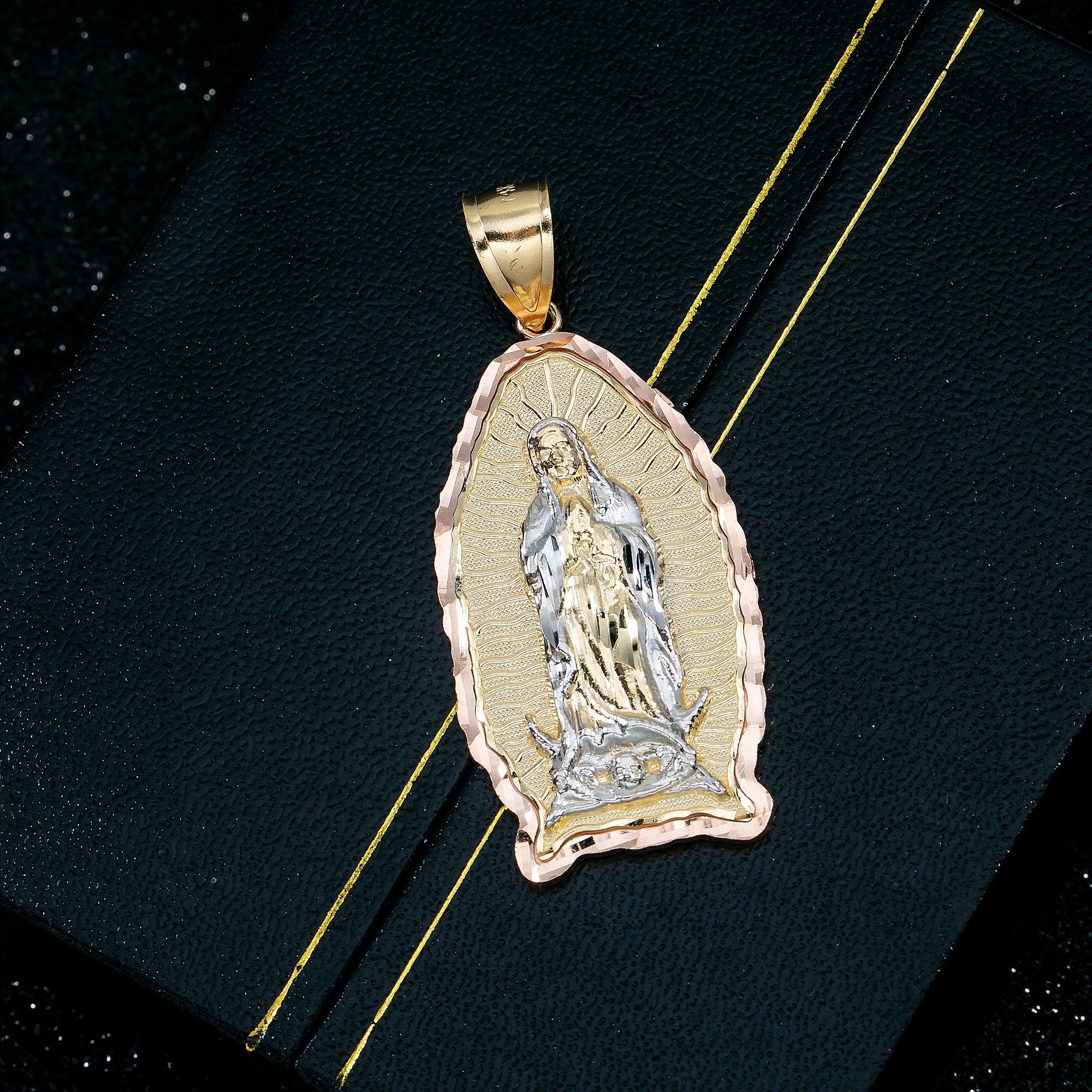 14K GOLD TRICOLOR SAINT MARIA PENDANT