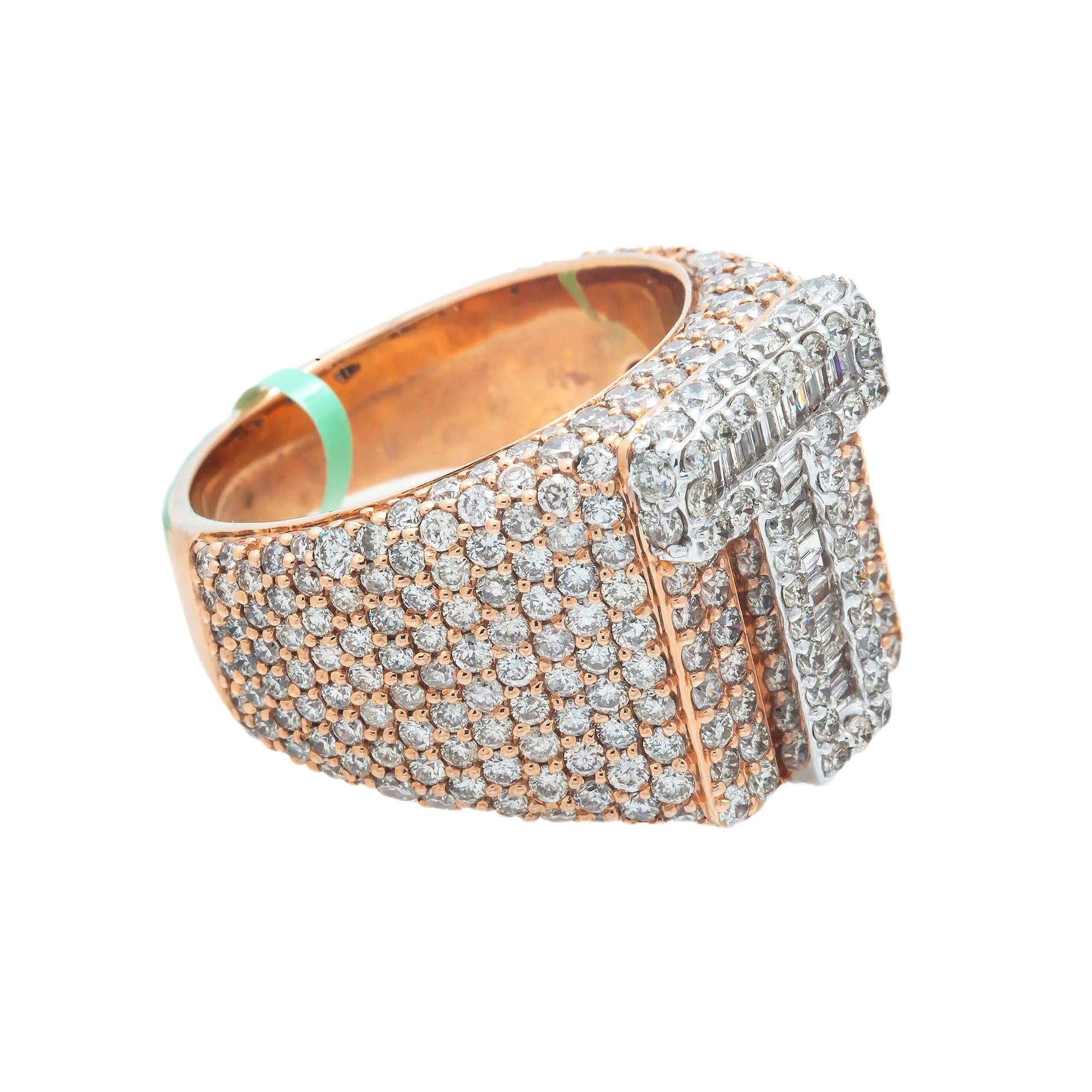 10K GOLD BAGUETTE CLUSTER DIAMOND 3D INITIAL T RING 5.76 CT