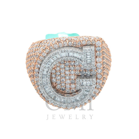 10K GOLD BAGUETTE CLUSTER DIAMOND 3D INITIAL G RING 5.05 CT