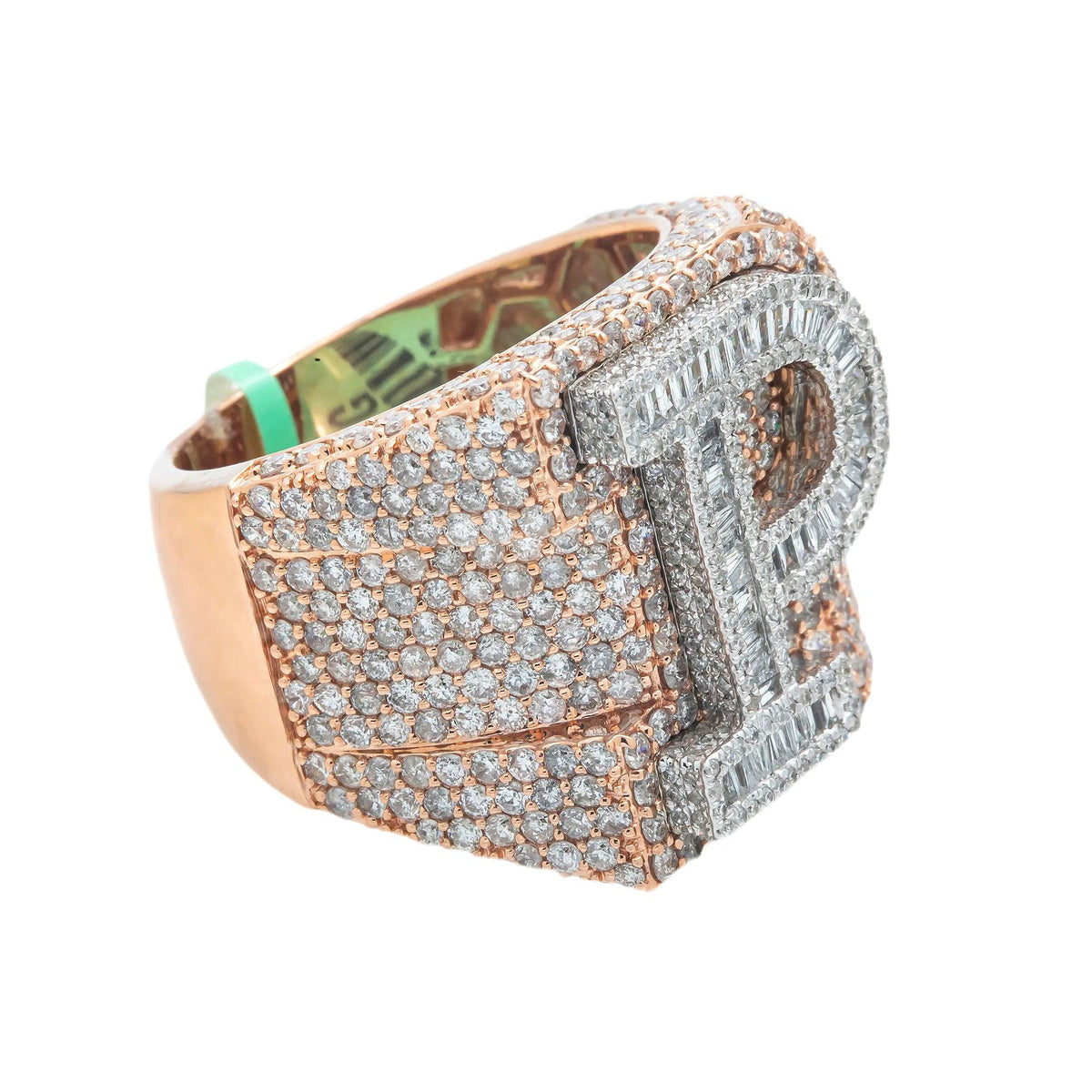 10K GOLD BAGUETTE CLUSTER DIAMOND 3D INITIAL P RING 5.50 CT