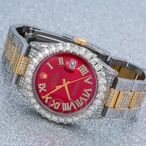 Rolex Datejust 1601 36MM Red Diamond Dial With 9.75 CT Diamonds