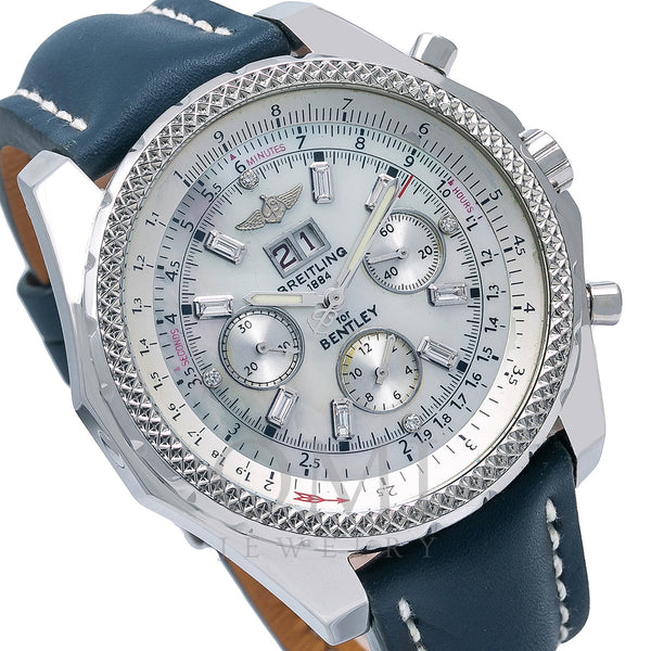 Breitling Bentley 6.75 A44362 48MM White Dial With Leather 