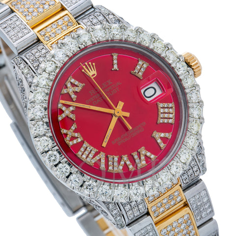 Rolex Datejust 1601 36MM Red Diamond Dial With 9.75 CT Diamonds