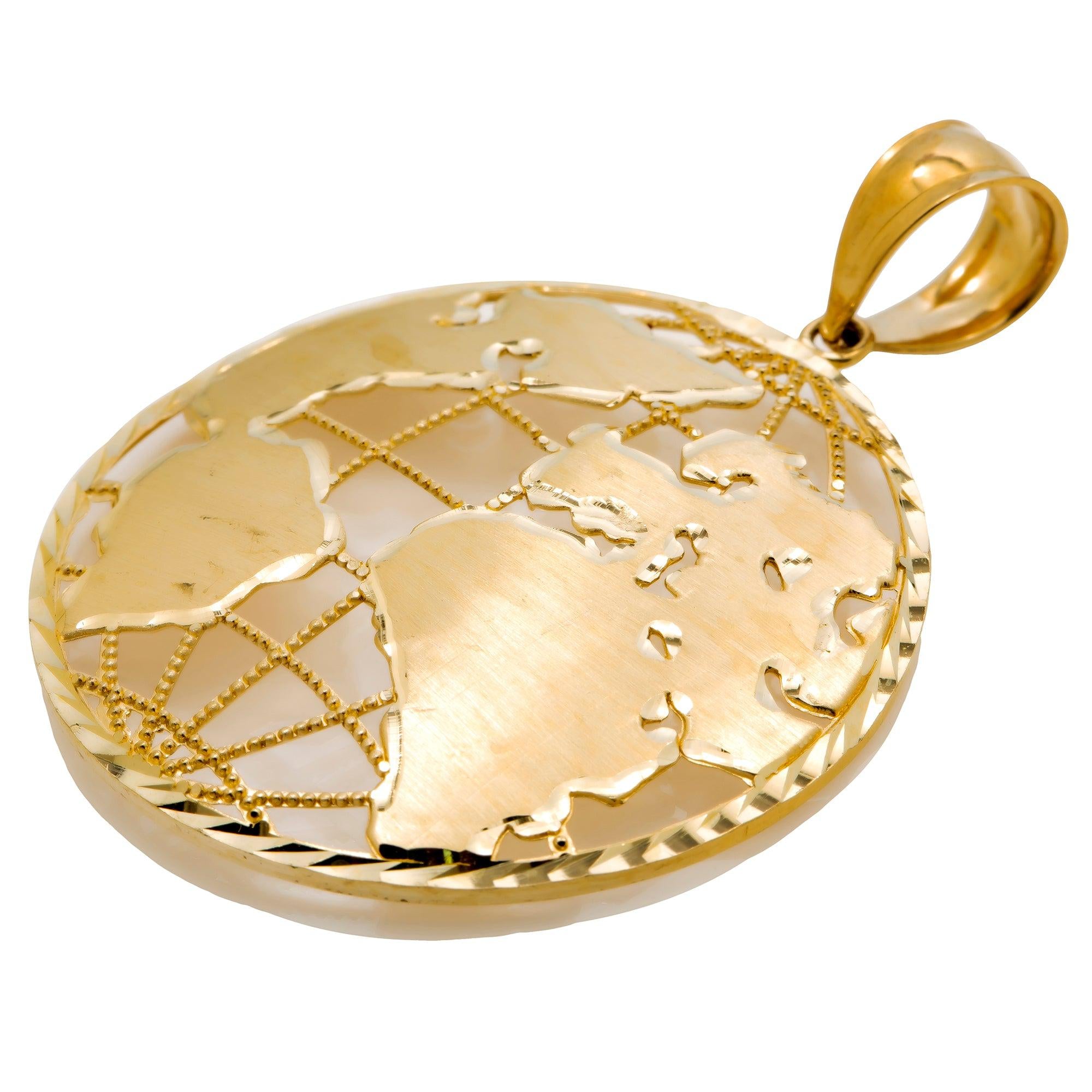 10K GOLD OPEN WORLD PENDANT 2.3"