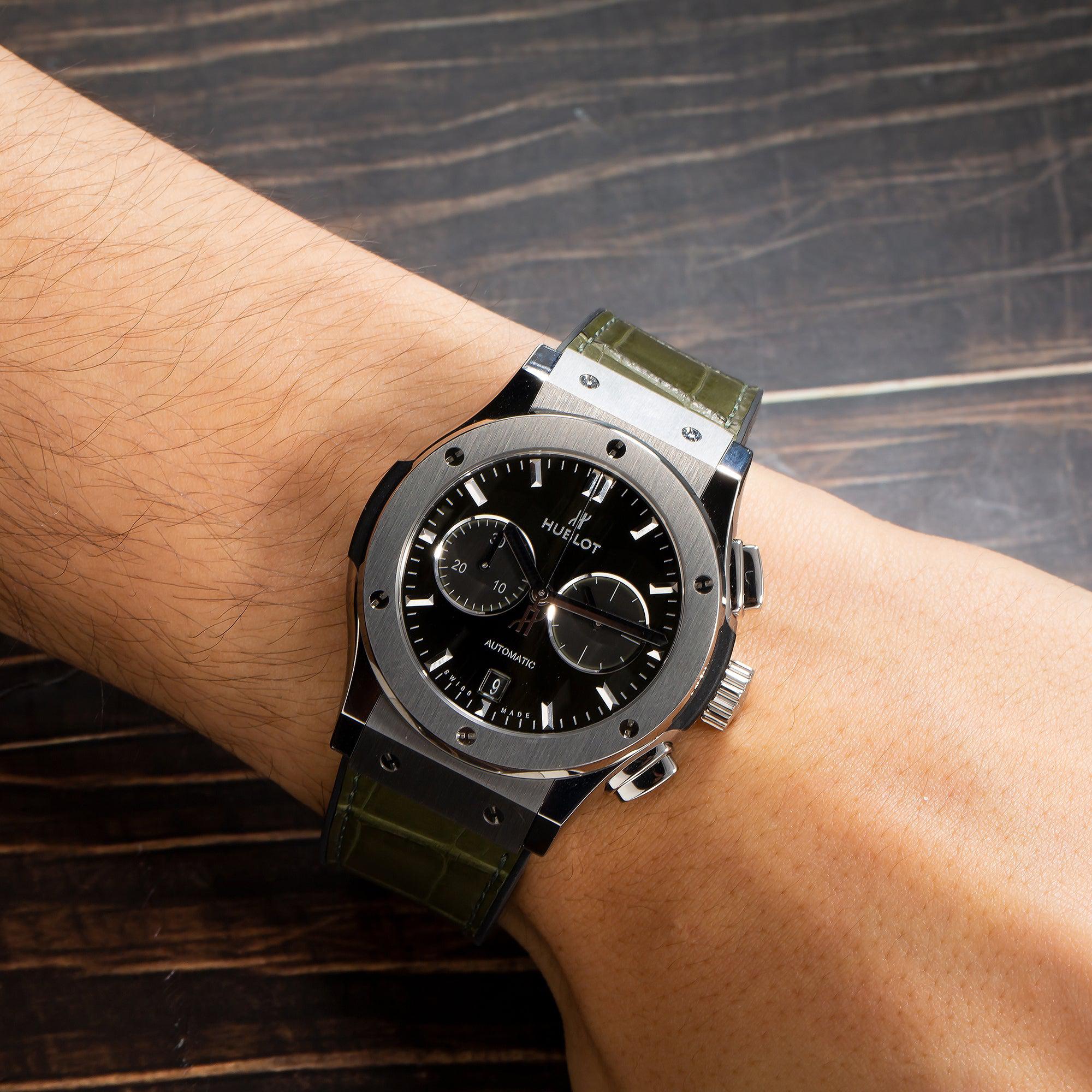 Hublot Classic Fusion Chronograph 541.NX.8970.LR 42MM Green Dial With Leather Bracelet