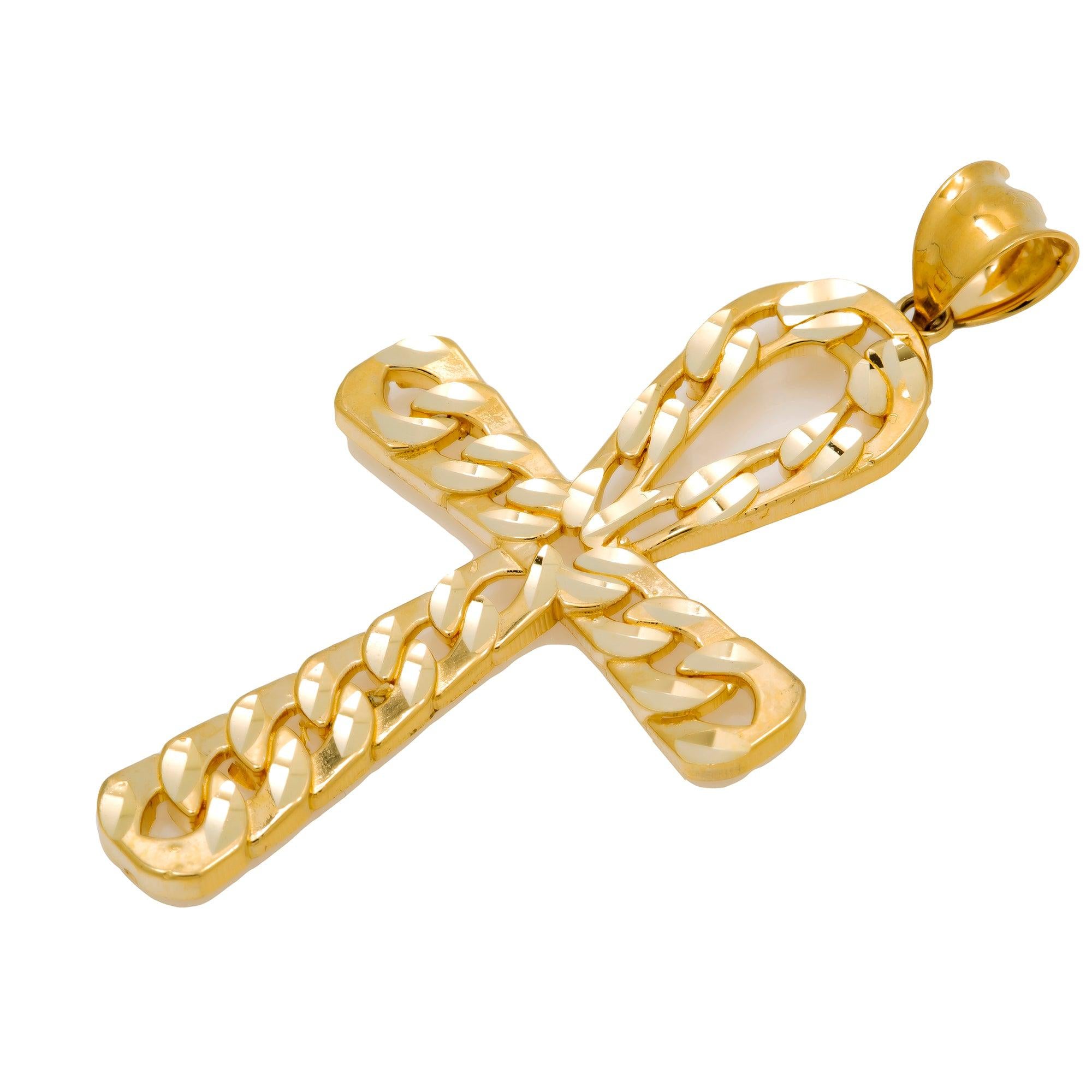 10K GOLD CROSS PENDANT 2.6"