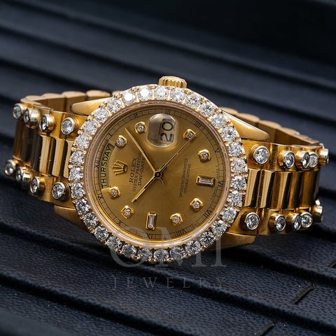 Rolex Day-Date Diamond Watch, 18038 36mm, Champagne Diamond Dial With 5.25 CT Diamonds
