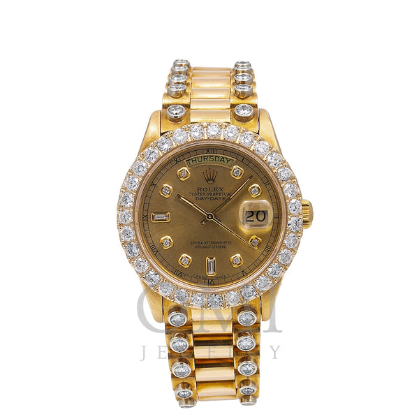 Rolex Day-Date Diamond Watch, 18038 36mm, Champagne Diamond Dial With 5.25 CT Diamonds