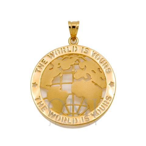 10K GOLD THE WORLD IS YOURS PENDANT 1.75