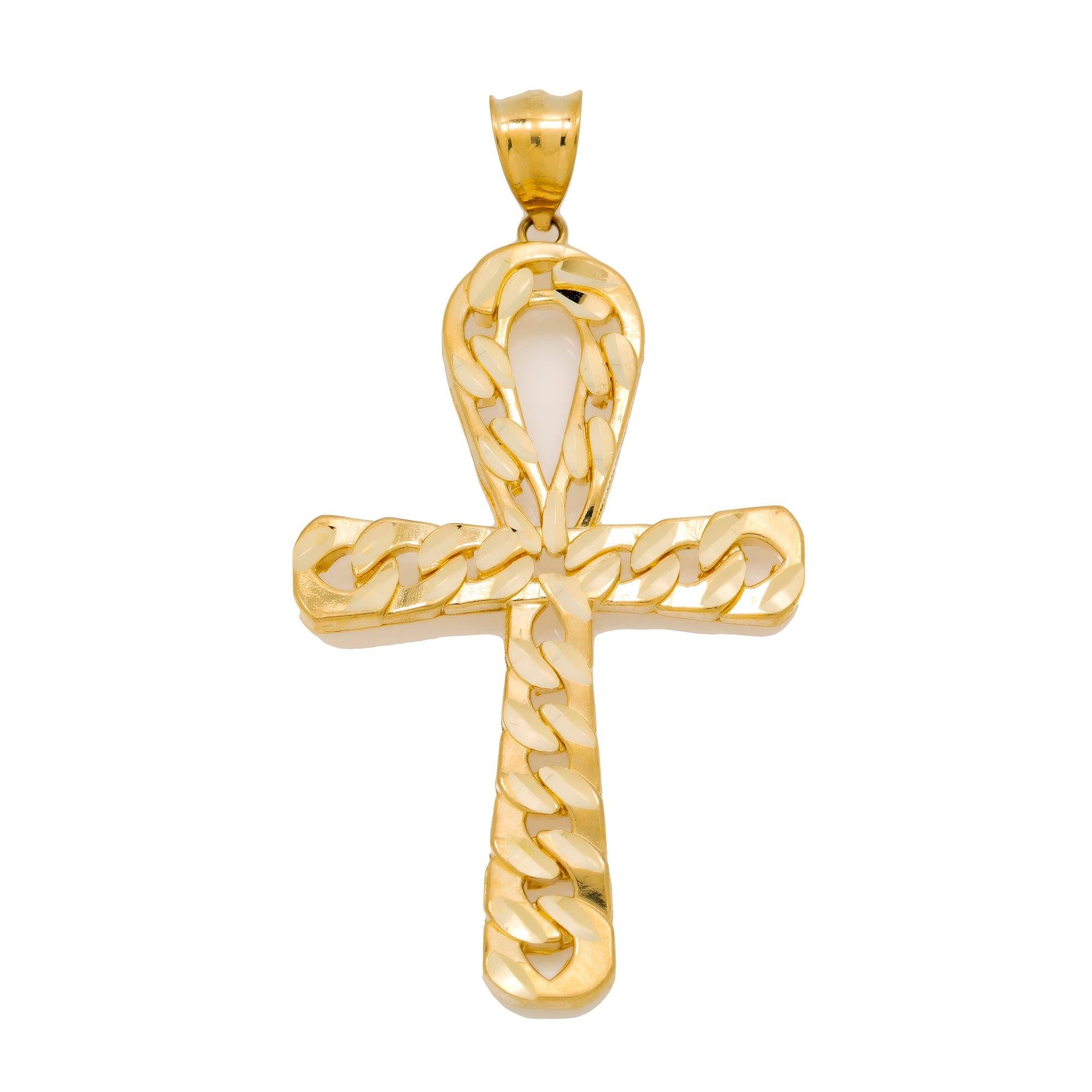 10K GOLD CUBAN LINK ANKH PENDANT