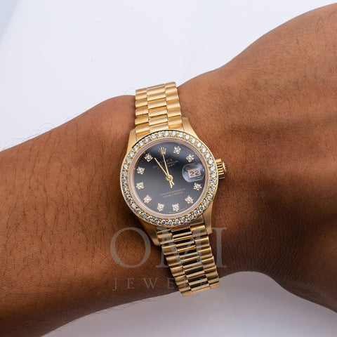 Rolex Datejust 26MM Black Diamond Dial With Yellow Gold Bracelet