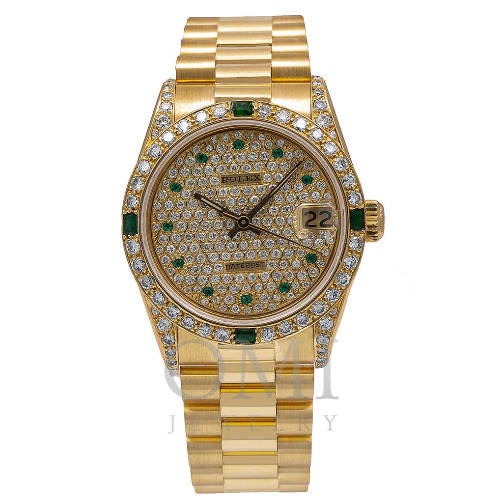 Rolex Datejust Diamond Watch, 68278 31mm, Champagne Diamond Dial With Yellow Gold President B