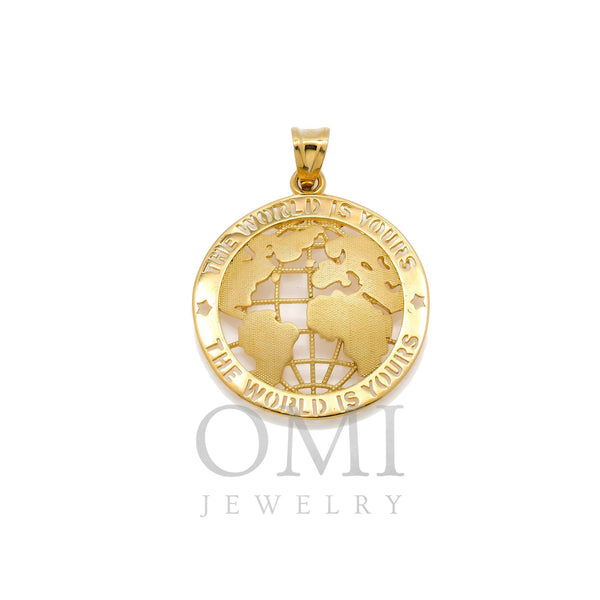 10K GOLD THE WORLD IS YOURS PENDANT 1.4