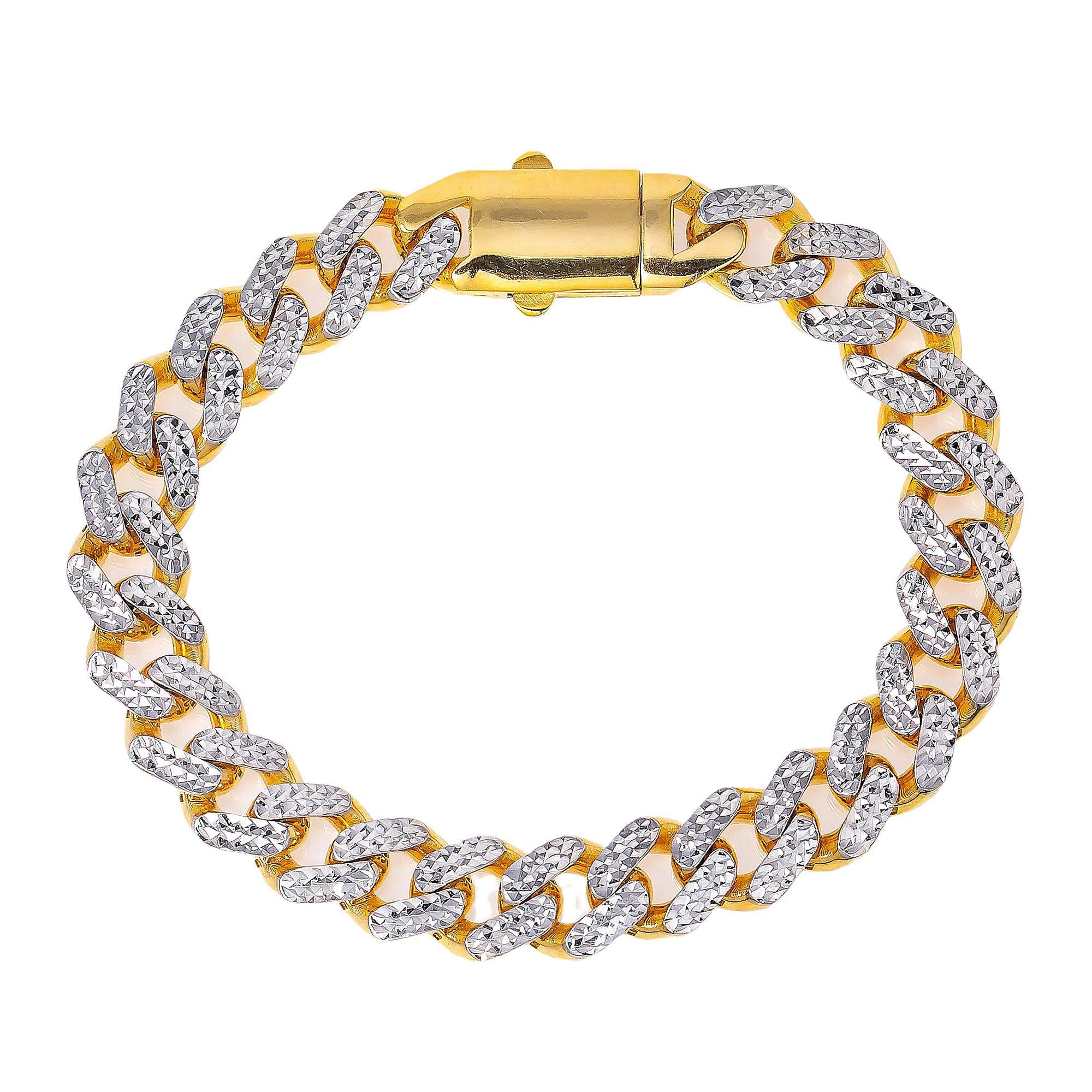 10K YELLOW GOLD DIAMOND CUT CUBAN LINK BRACELET