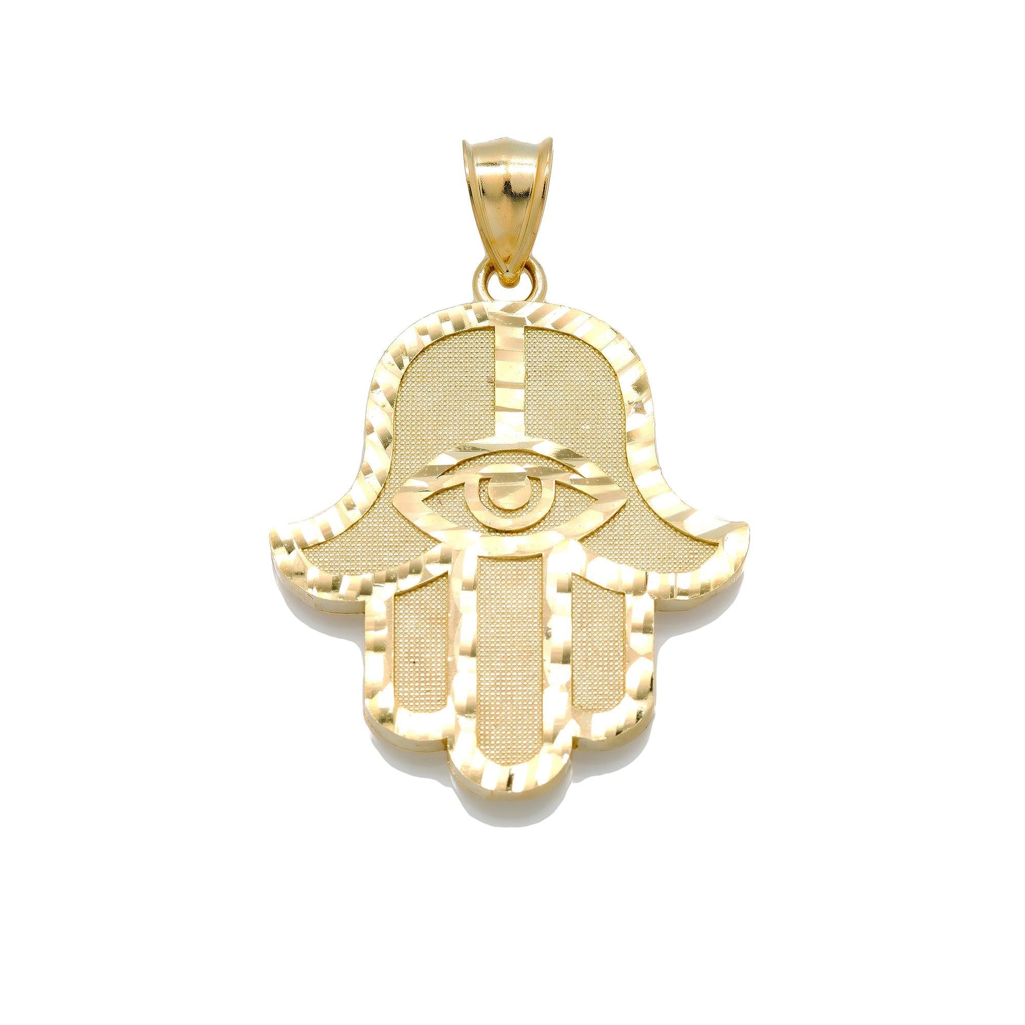 10K GOLD HAMSA PENDANT 1.64"