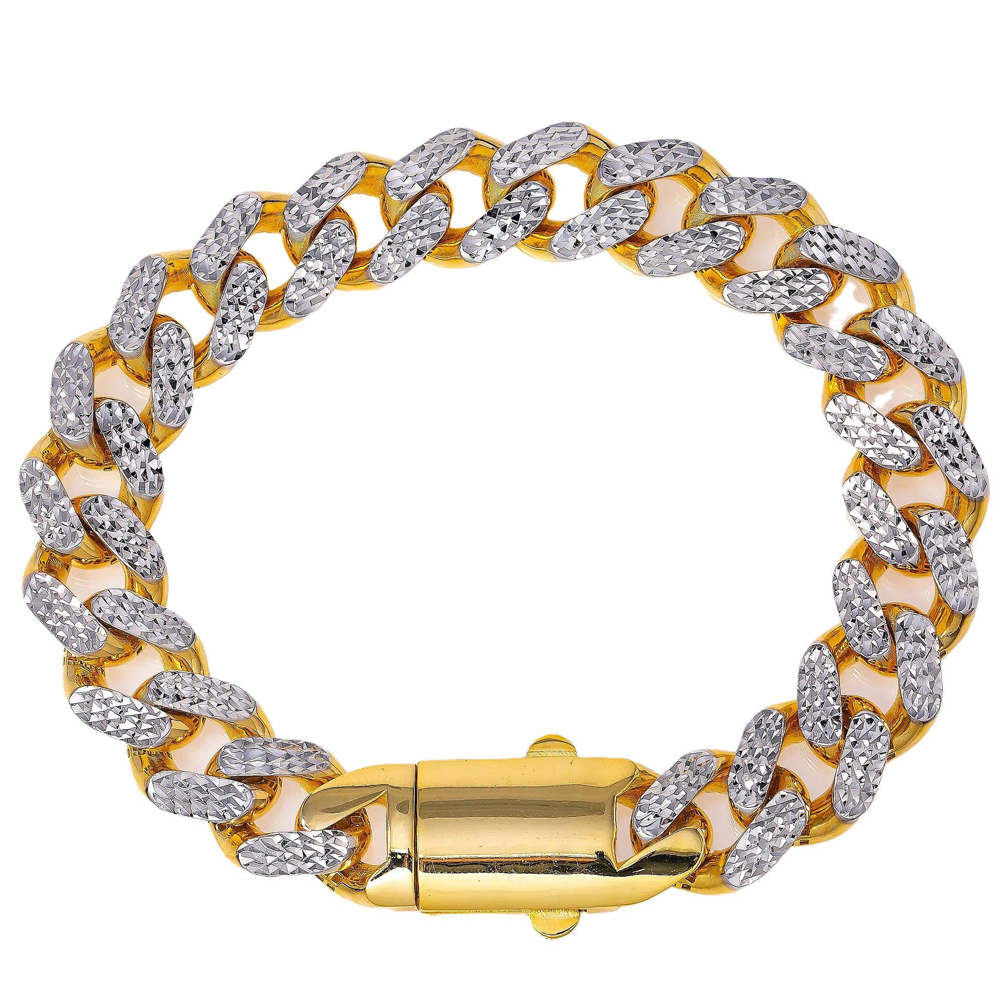 10K YELLOW GOLD DIAMOND CUT CUBAN LINK BRACELET
