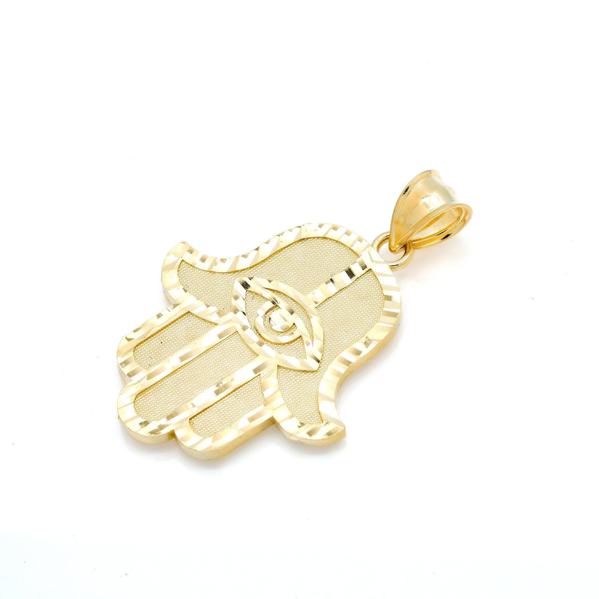 10K GOLD HAMSA PENDANT 1.64"