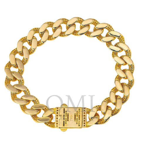 10K YELLOW GOLD DIAMOND CUT CUBAN LINK BRACELET - OMI Jewelry