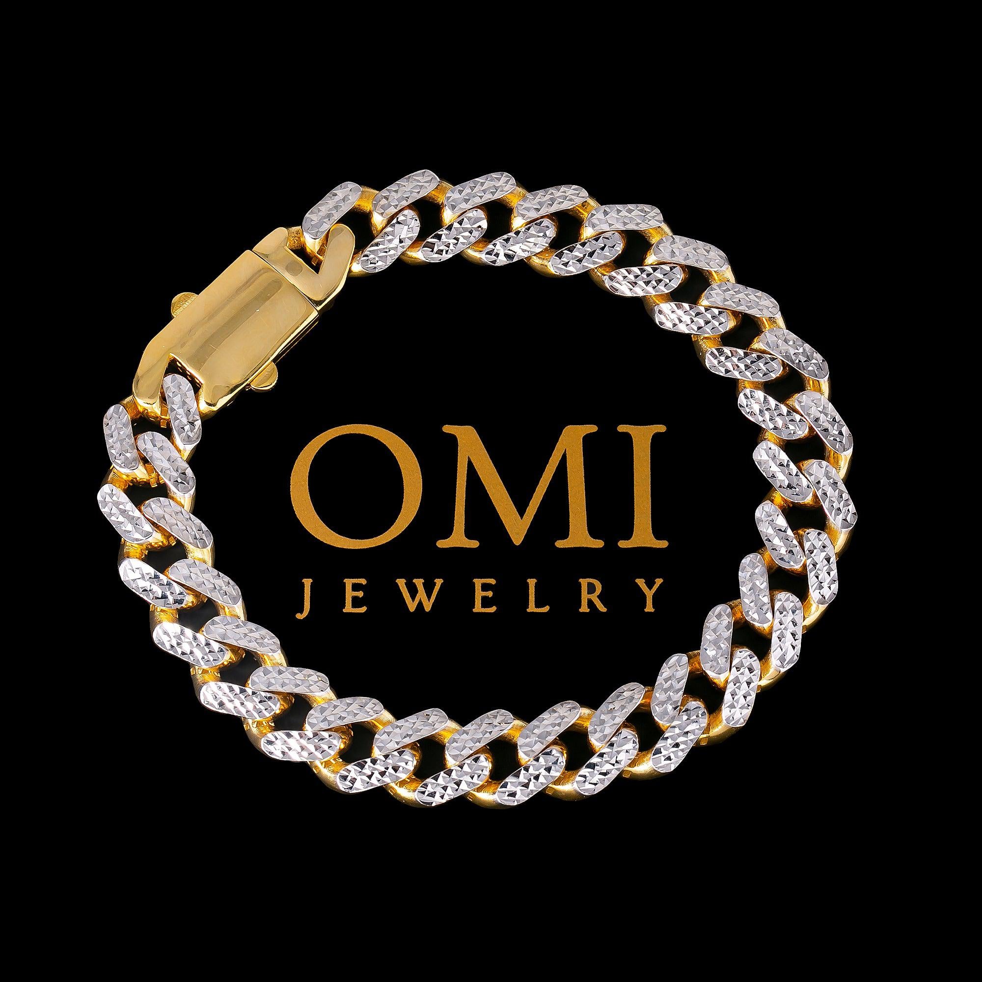 10K YELLOW GOLD DIAMOND CUT CUBAN LINK BRACELET