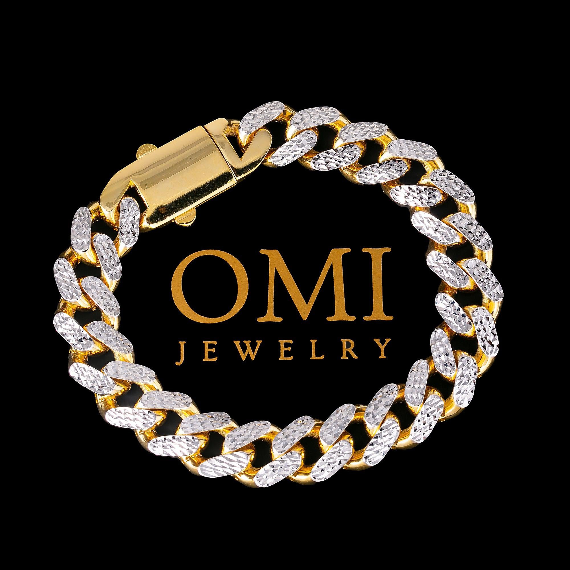 10K YELLOW GOLD DIAMOND CUT CUBAN LINK BRACELET