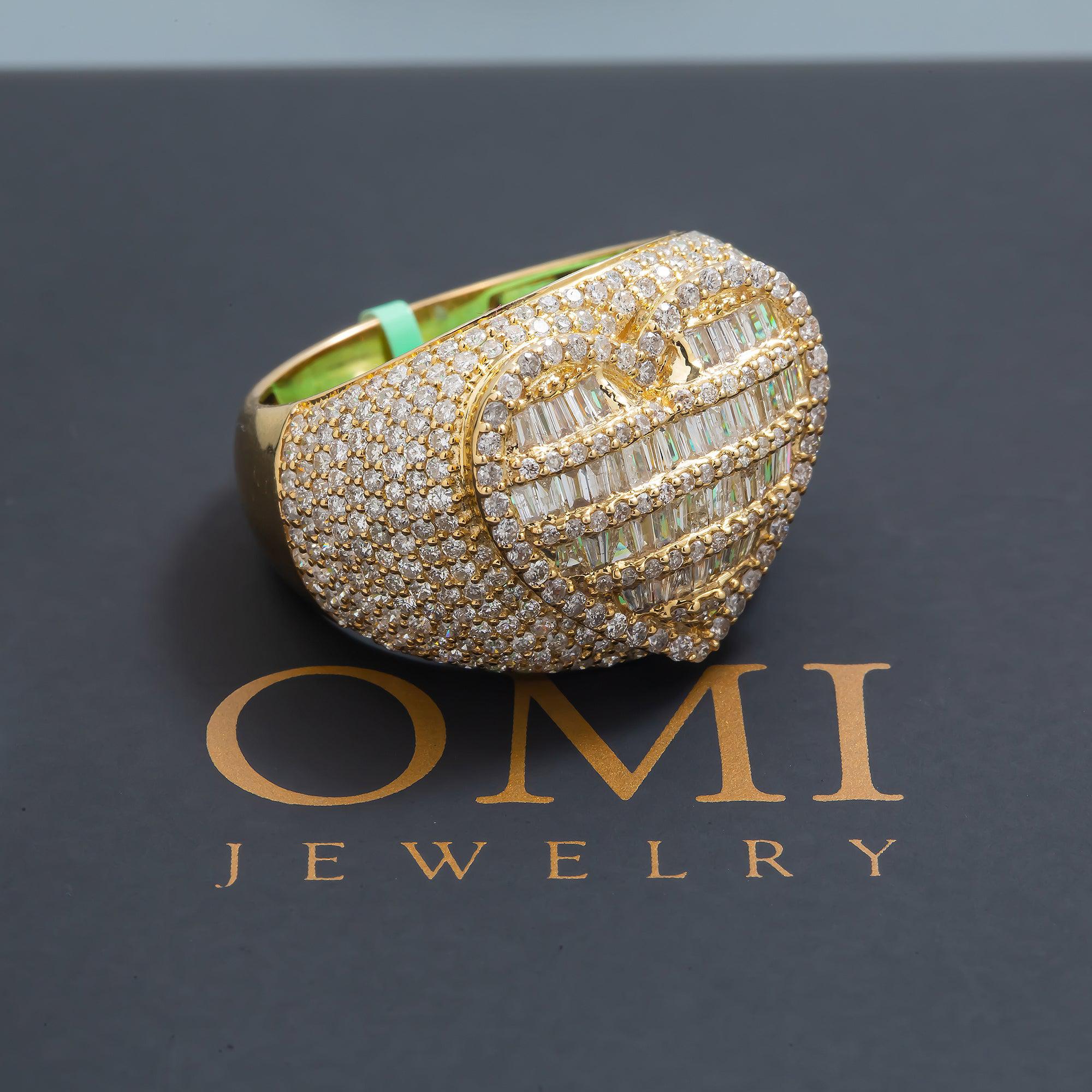10K GOLD BAGUETTE CLUSTER DIAMOND HEART RING 3.35 CT