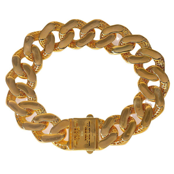 10K YELLOW GOLD HOLLOW DIAMOND CUT CUBAN LINK BRACELET - OMI Jewelry